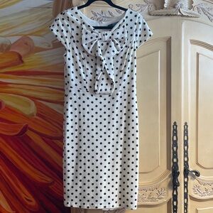 Anthropologie Black and White Polka Dot Midi Dress